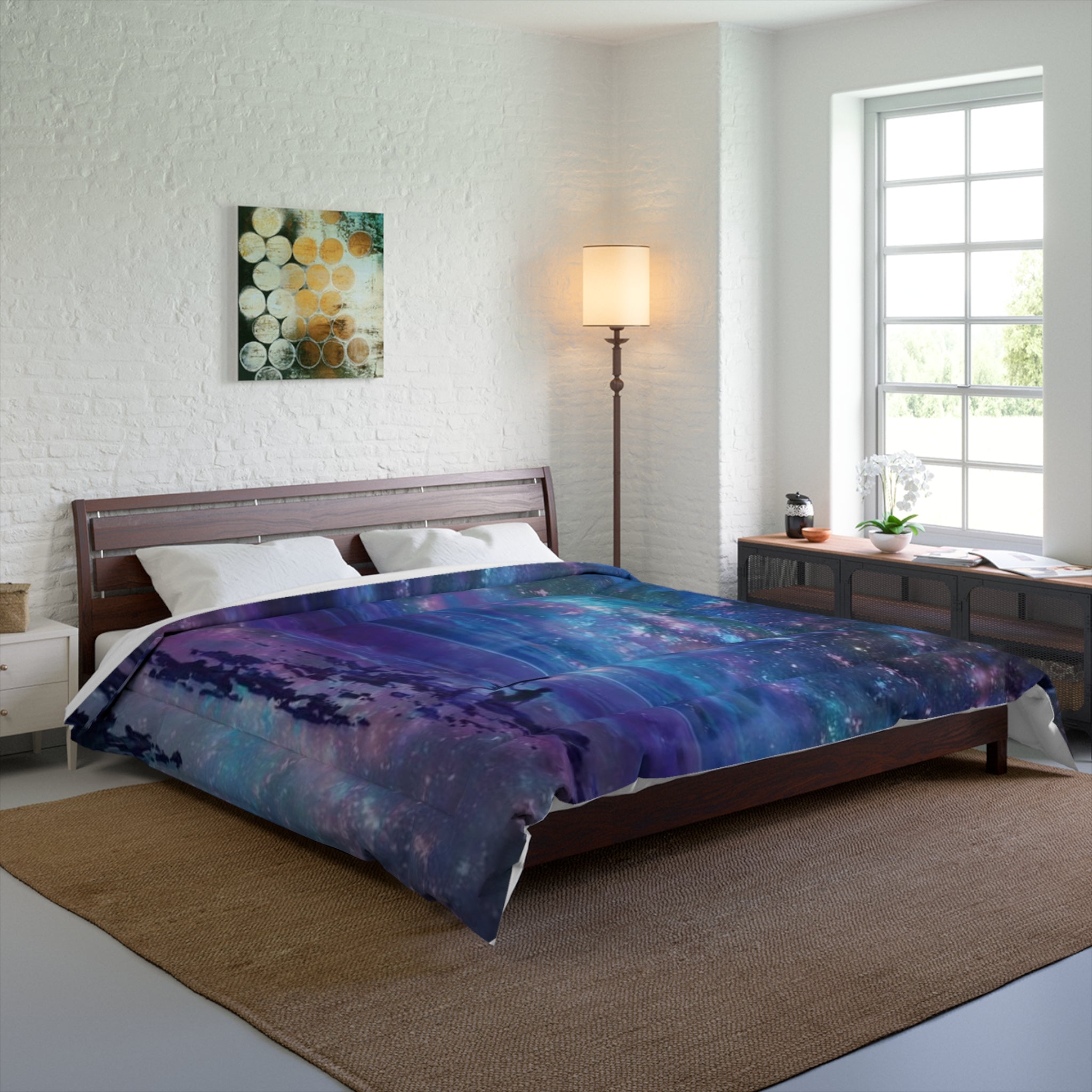 Galaxy Night Sky Comforter - Purple Blue Space Duvet