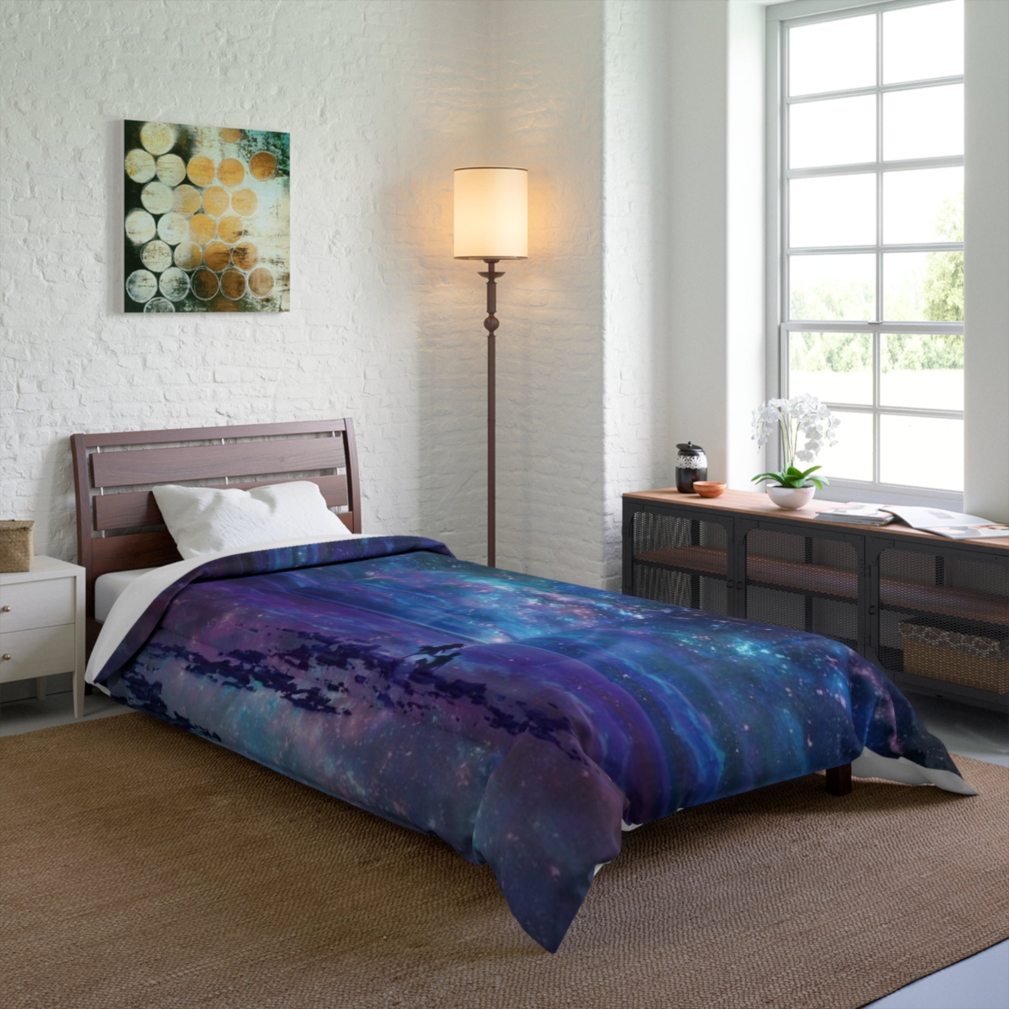 Galaxy Night Sky Comforter - Purple Blue Space Duvet