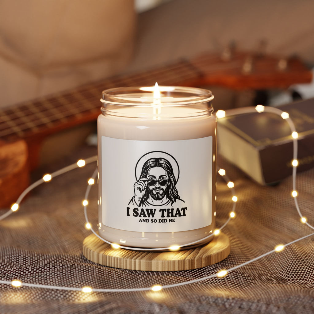 I Saw That Jesus Candle, Soy Candle | Christian Meme Vintage Tee Style