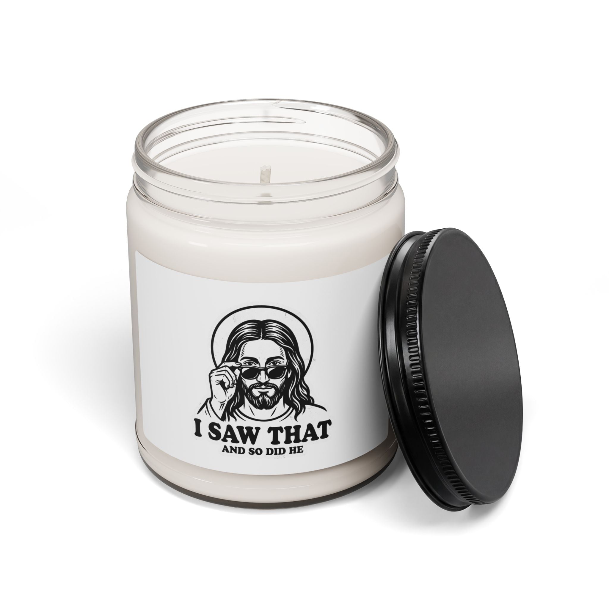 I Saw That Jesus Candle, Soy Candle | Christian Meme Vintage Tee Style