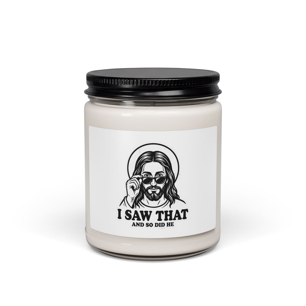 I Saw That Jesus Candle, Soy Candle | Christian Meme Vintage Tee Style