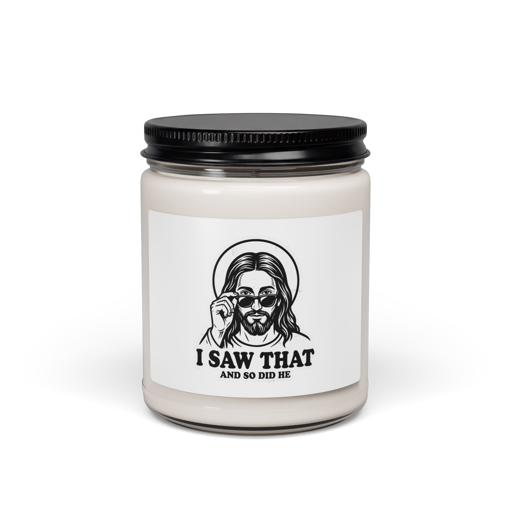 I Saw That Jesus Candle, Soy Candle | Christian Meme Vintage Tee Style