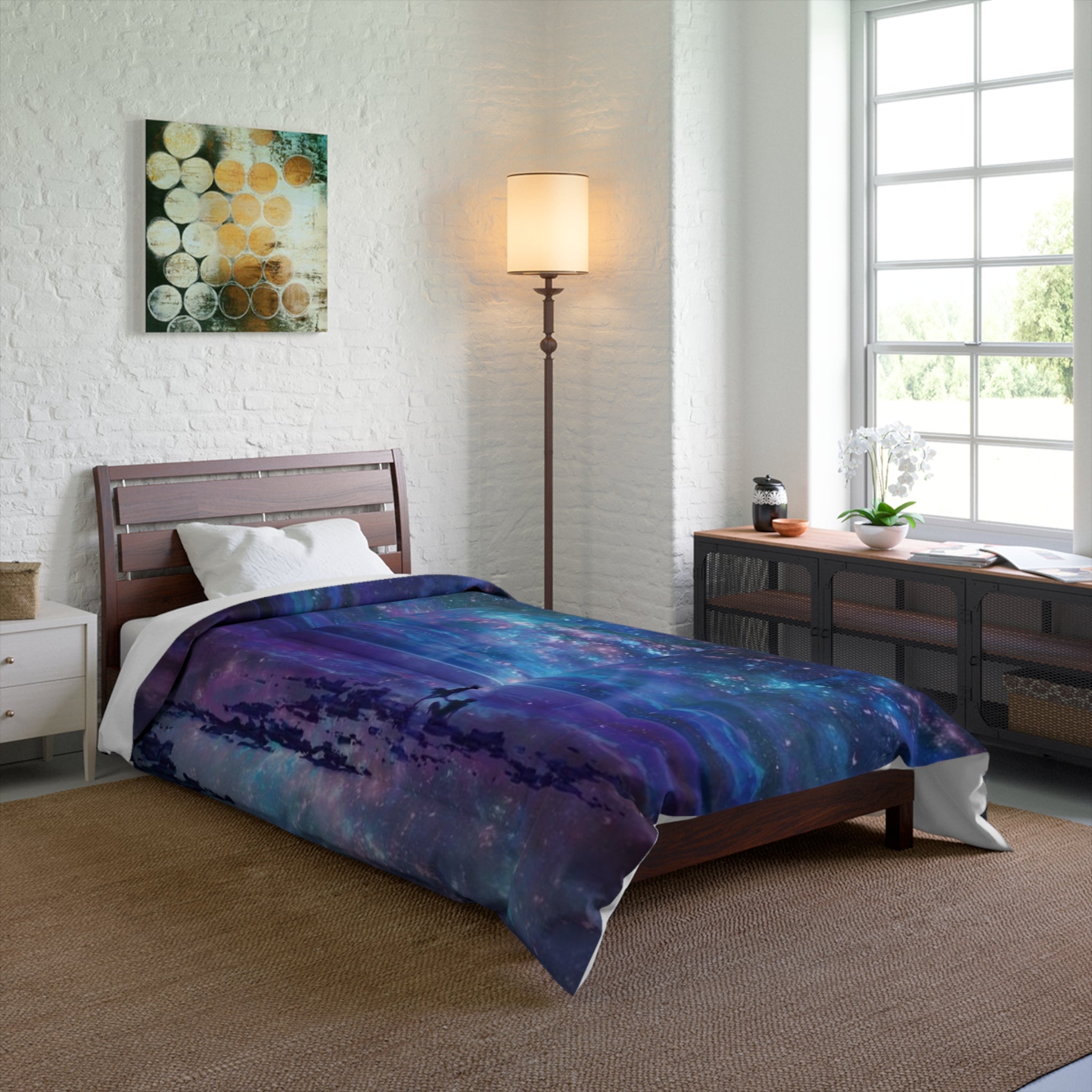Galaxy Night Sky Comforter - Purple Blue Space Duvet