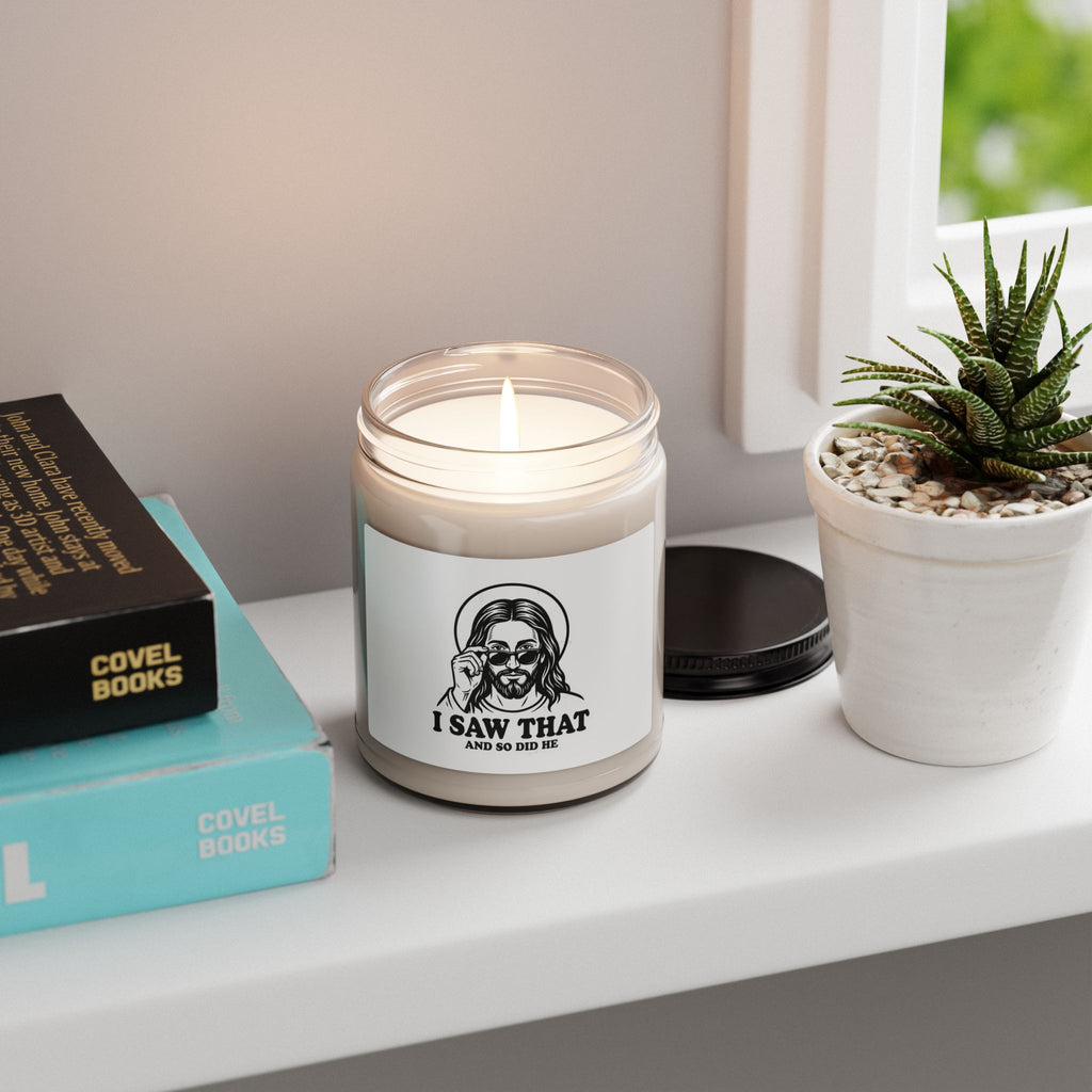 I Saw That Jesus Candle, Soy Candle | Christian Meme Vintage Tee Style