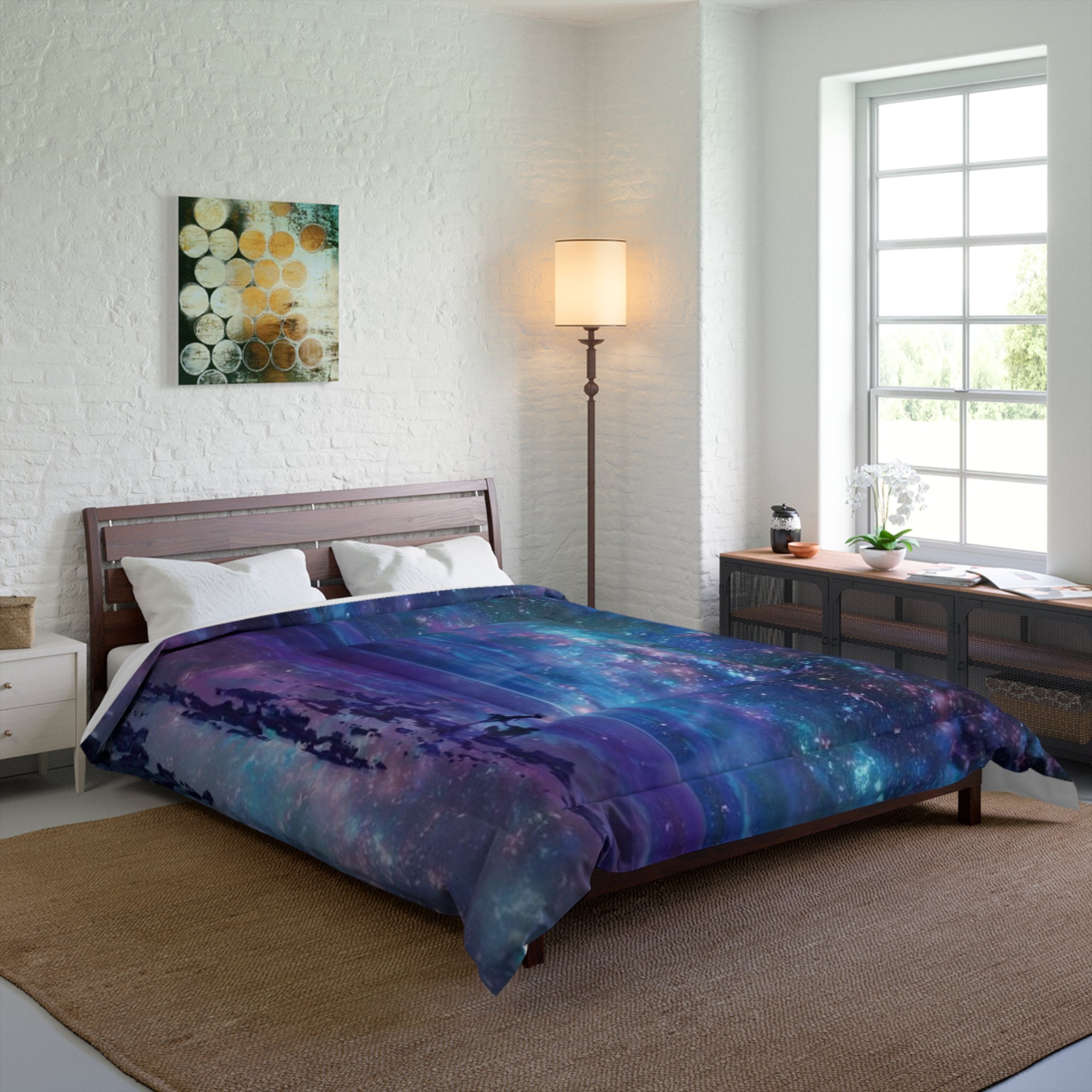 Galaxy Night Sky Comforter - Purple Blue Space Duvet